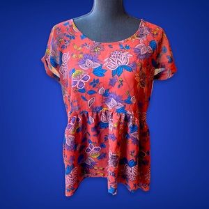 Exhilaration Women’s High/ Low Floral Top- XL